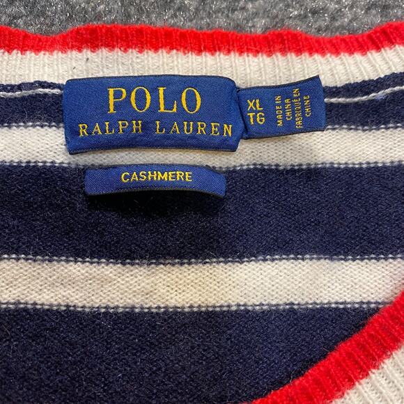 Polo Ralph Lauren Womens Size XL Hotel De Ralph Optic Stripe Cashmere Sweater - Picture 5 of 10